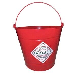 Tabasco Memorabilia Red Tin Pail Bucket Flower Pot Paper Towel Holder
